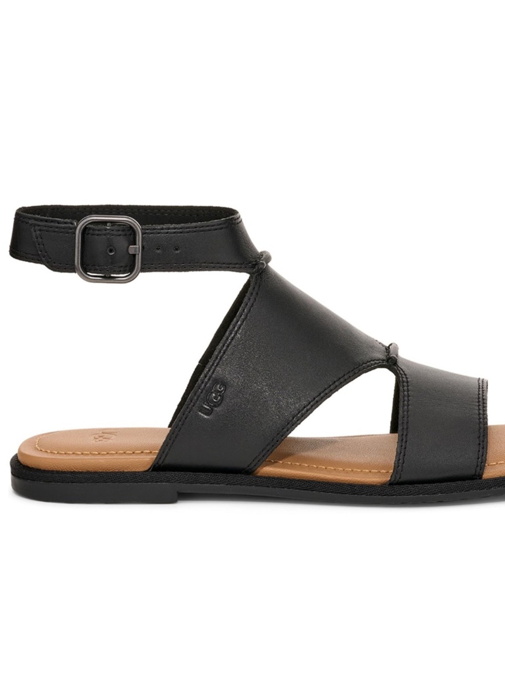 NWOT UGG Delray Ankle Strap Sandal Black Leather Size 7